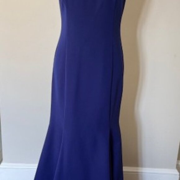 VINCE CAMUTO Cobalt Blue Purple Crystal Embellished Strap Mermaid Gown Dress 6 - Picture 8 of 14